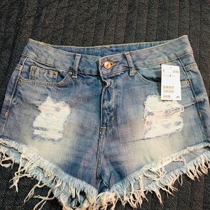 High waisted jean shorts